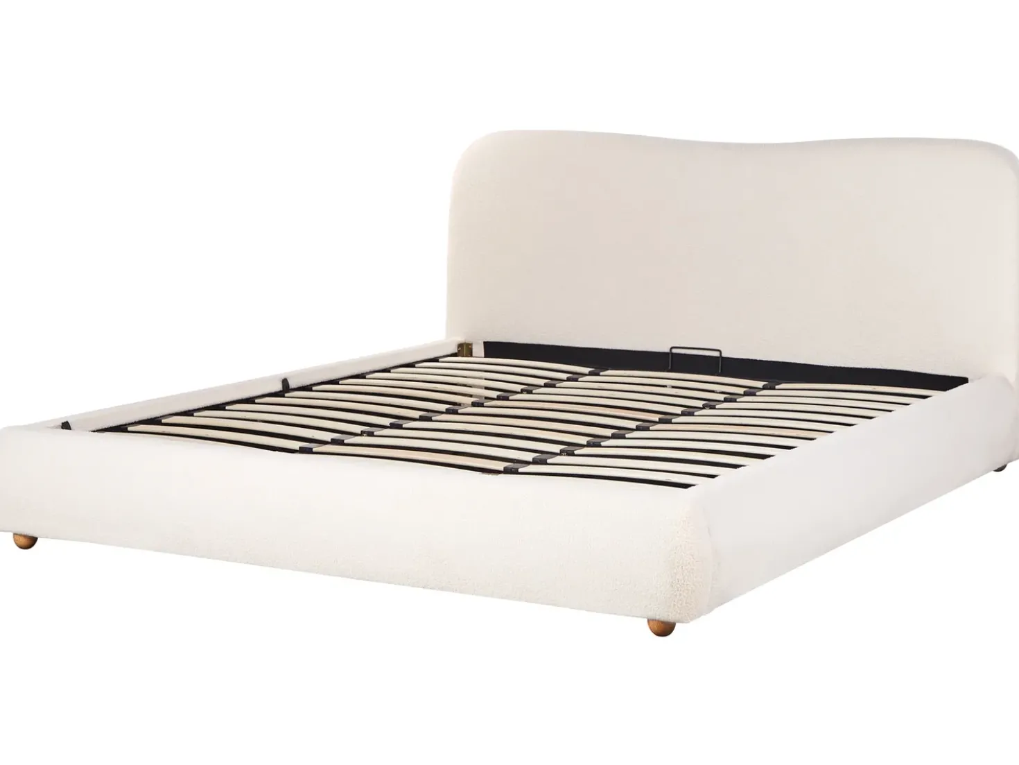 Letto contenitore Bouclé BLAGNAC 180 x 200 cm Bianco sporco