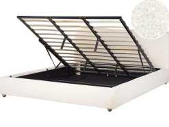 Letto contenitore Bouclé BLAGNAC 180 x 200 cm Bianco sporco