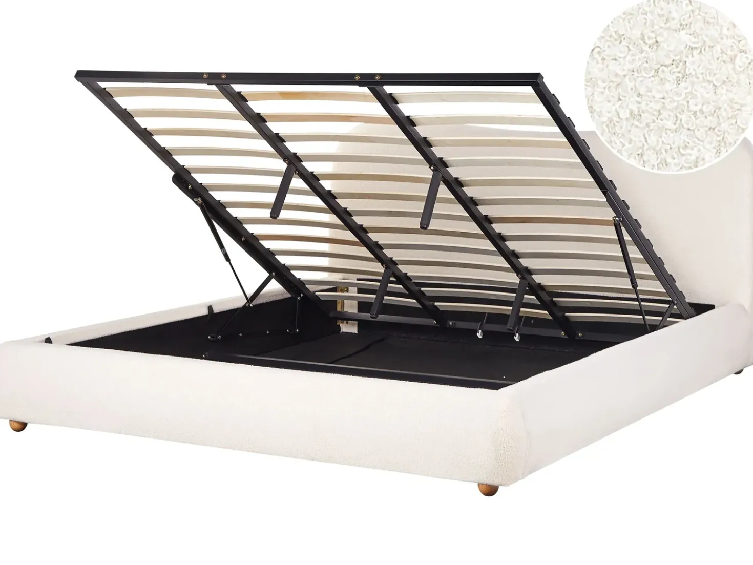 Letto contenitore Bouclé BLAGNAC 180 x 200 cm Bianco sporco