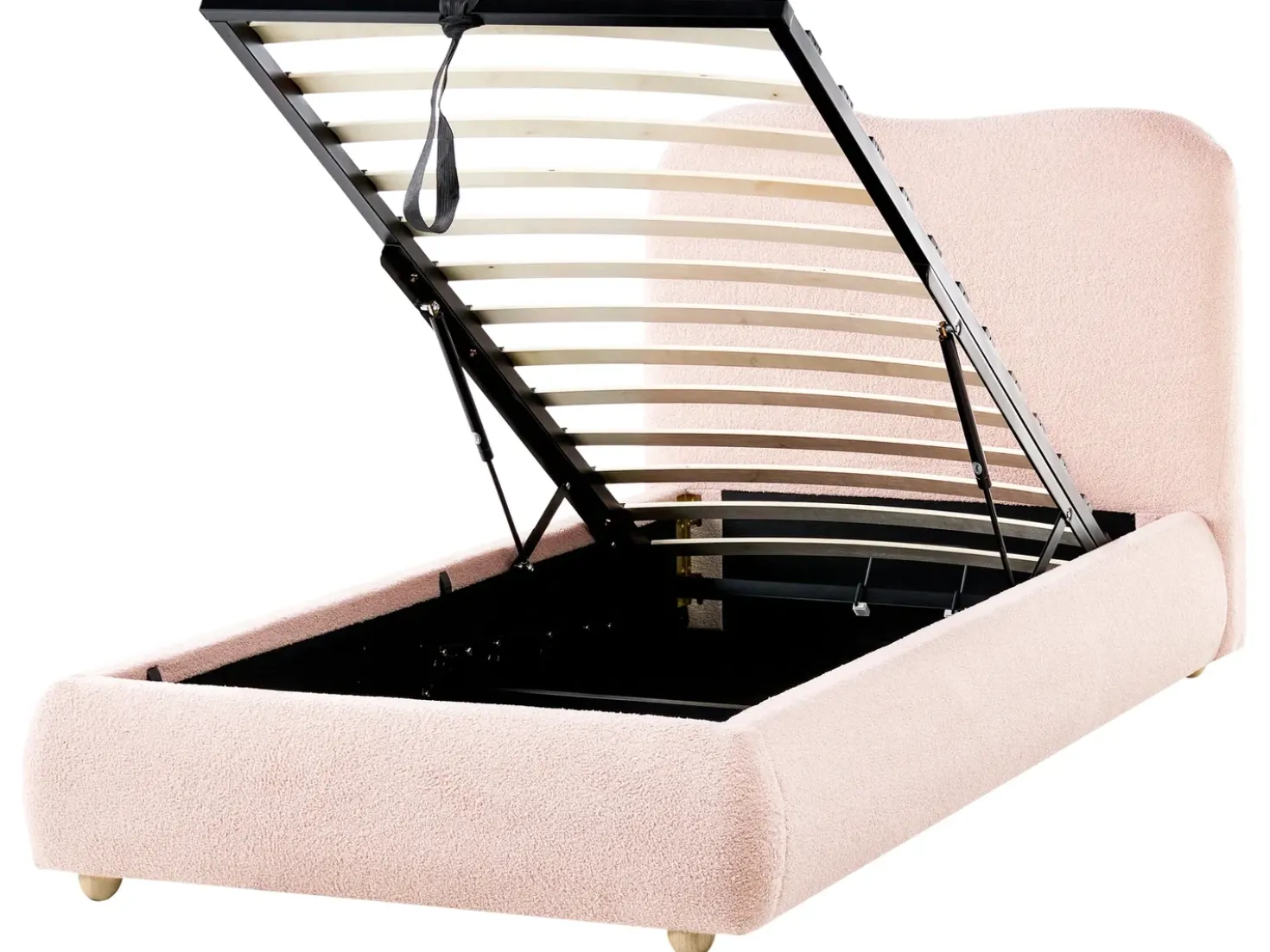 Letto contenitore Bouclé BLAGNAC 90 x 200 cm Rosa
