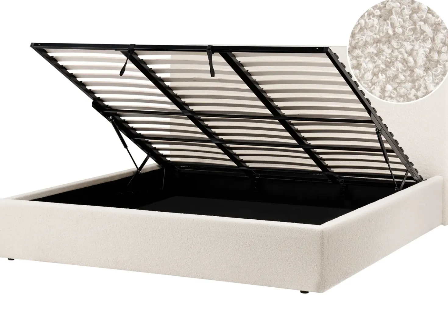 Letto contenitore Bouclé BRENON 180 x 200 cm Bianco sporco
