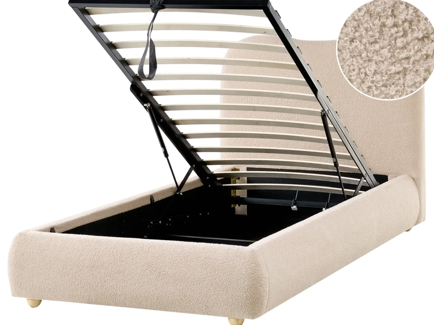 Letto contenitore Bouclé BLAGNAC 90 x 200 cm Beige