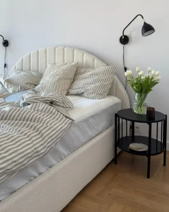 Letto contenitore Bouclé CHADENET 180 x 200 cm Bianco sporco