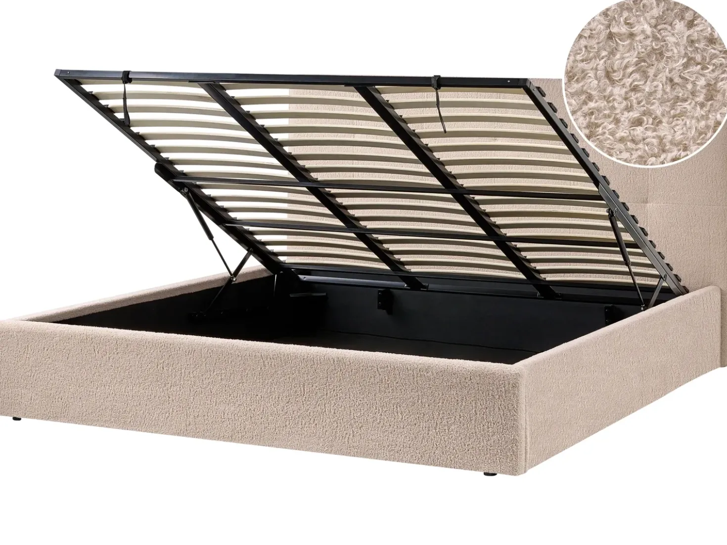 Letto contenitore Bouclé LORIENT 180 x 200 cm Beige