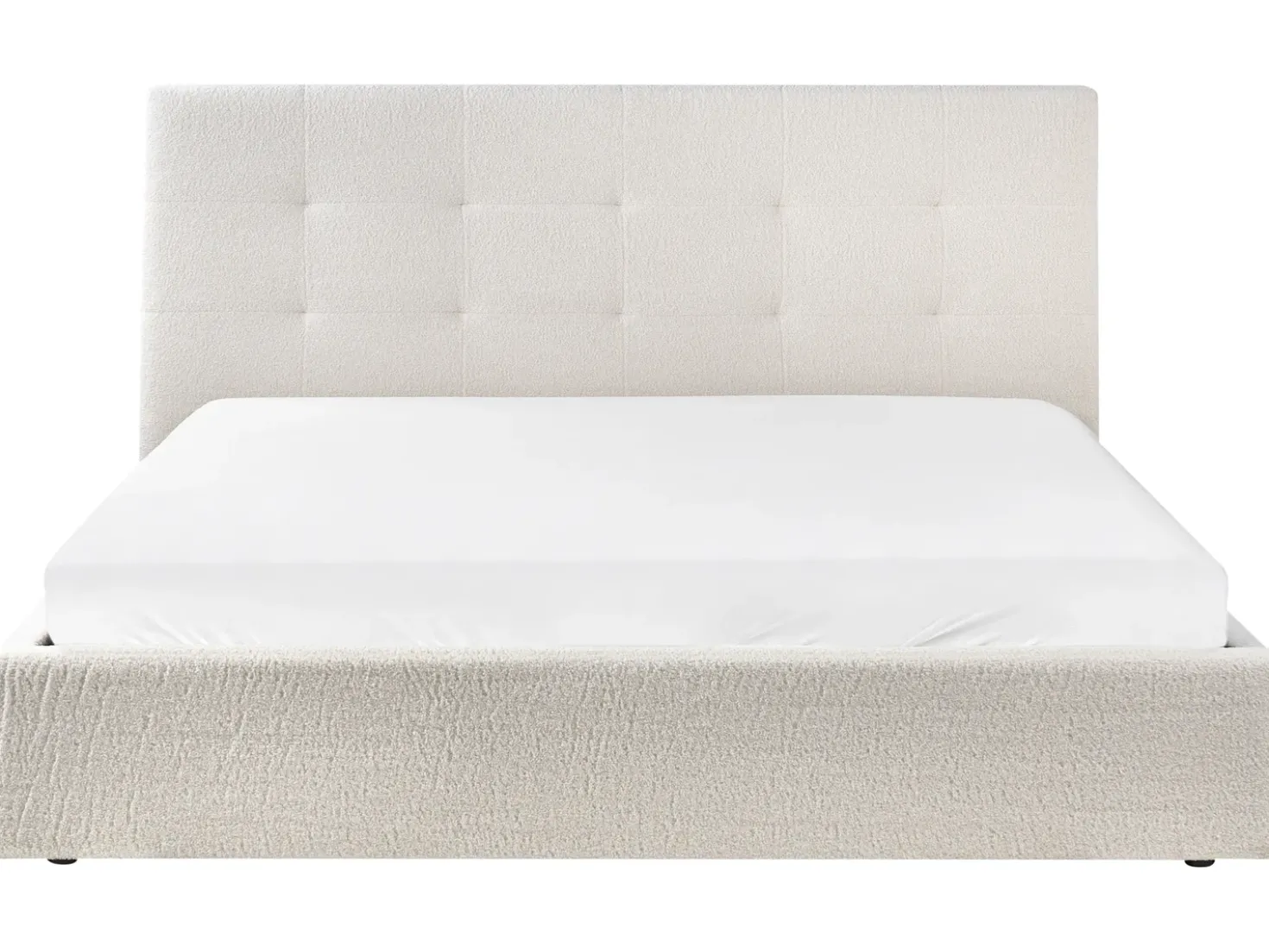 Letto contenitore Bouclé LORIENT 180 x 200 cm Bianco sporco