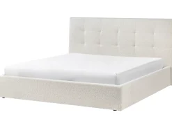 Letto contenitore Bouclé LORIENT 180 x 200 cm Bianco sporco