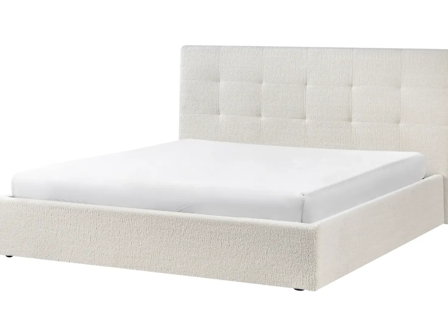 Letto contenitore Bouclé LORIENT 180 x 200 cm Bianco sporco