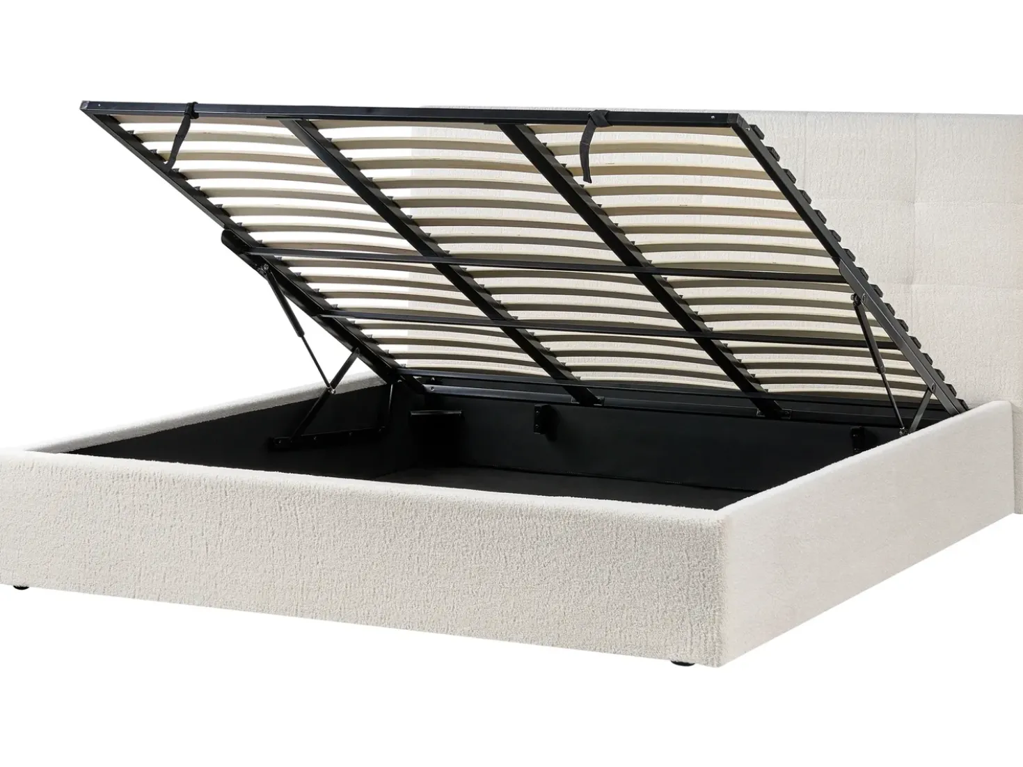 Letto contenitore Bouclé LORIENT 180 x 200 cm Bianco sporco