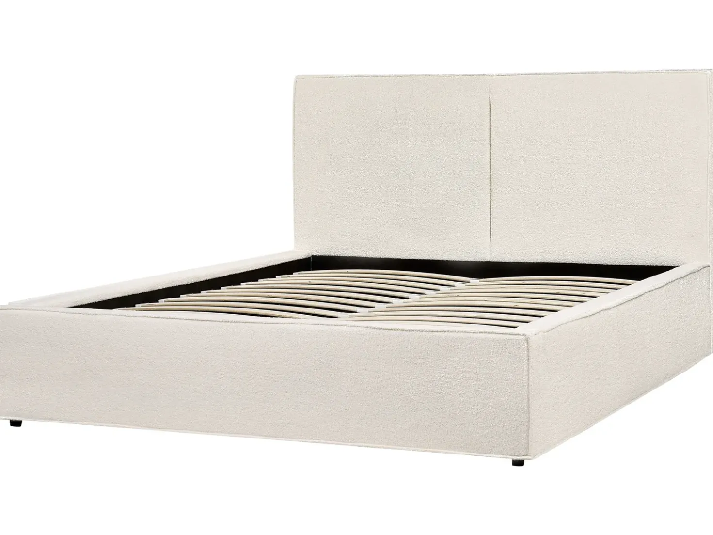 Letto contenitore Bouclé MOISSAC 160 x 200 cm Bianco sporco