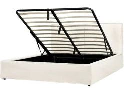 Letto contenitore Bouclé MOISSAC 160 x 200 cm Bianco sporco