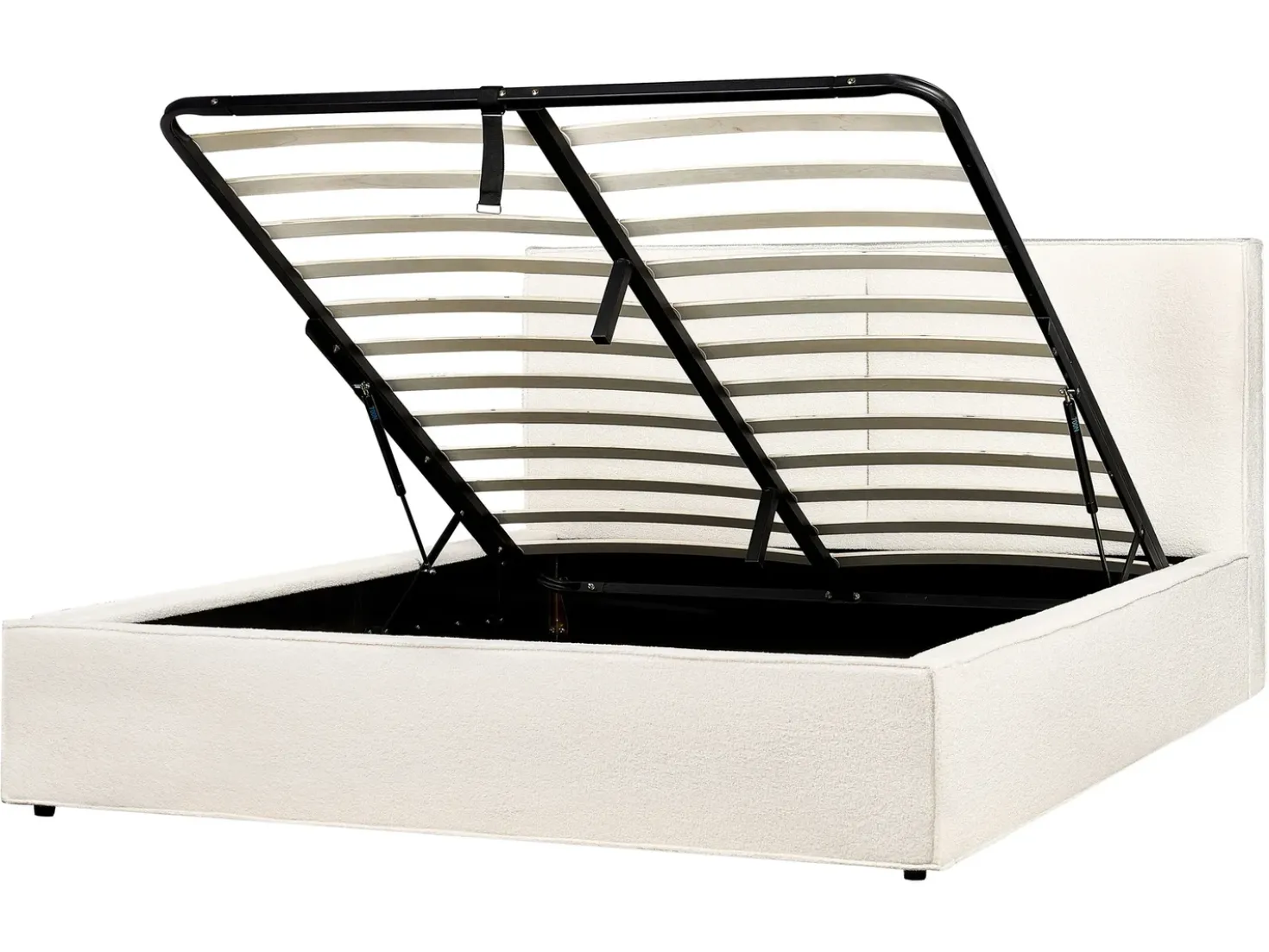 Letto contenitore Bouclé MOISSAC 160 x 200 cm Bianco sporco