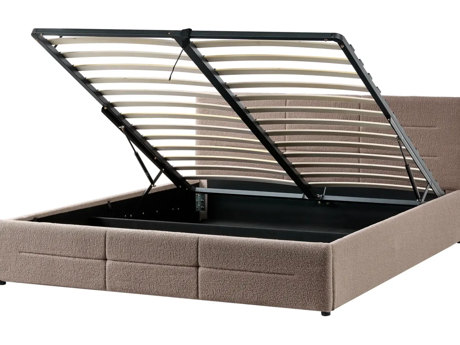Letto contenitore Bouclé MASSOGNES 180 x 200 cm Tortora