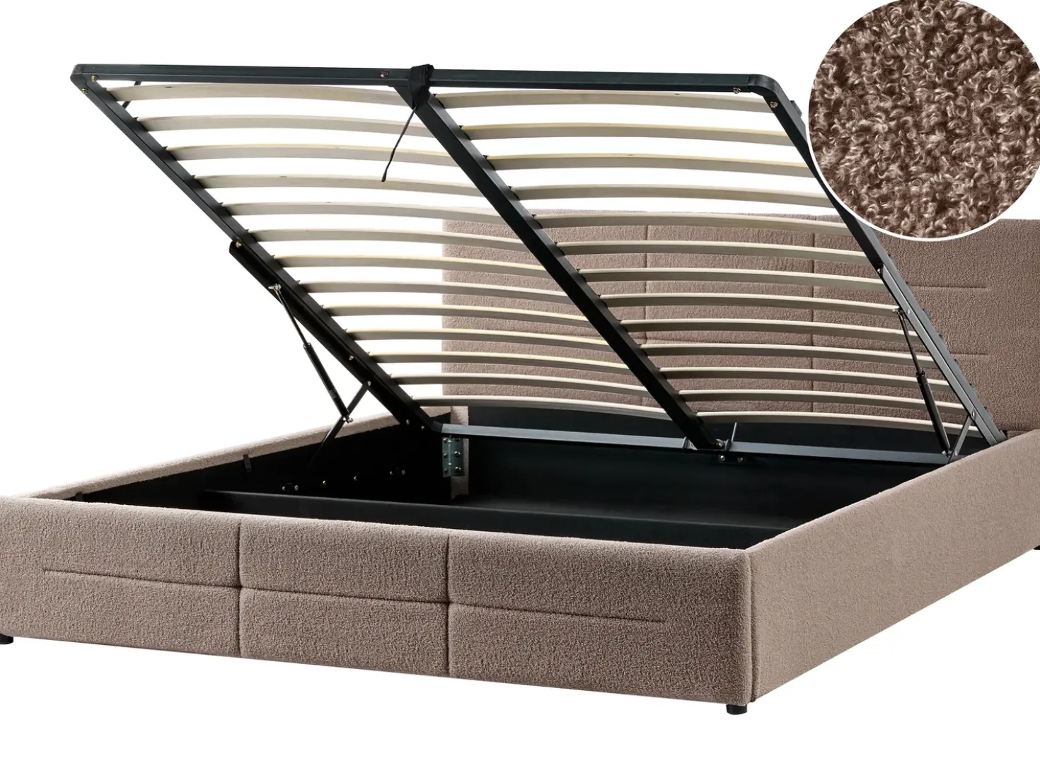 Letto contenitore Bouclé MASSOGNES 180 x 200 cm Tortora
