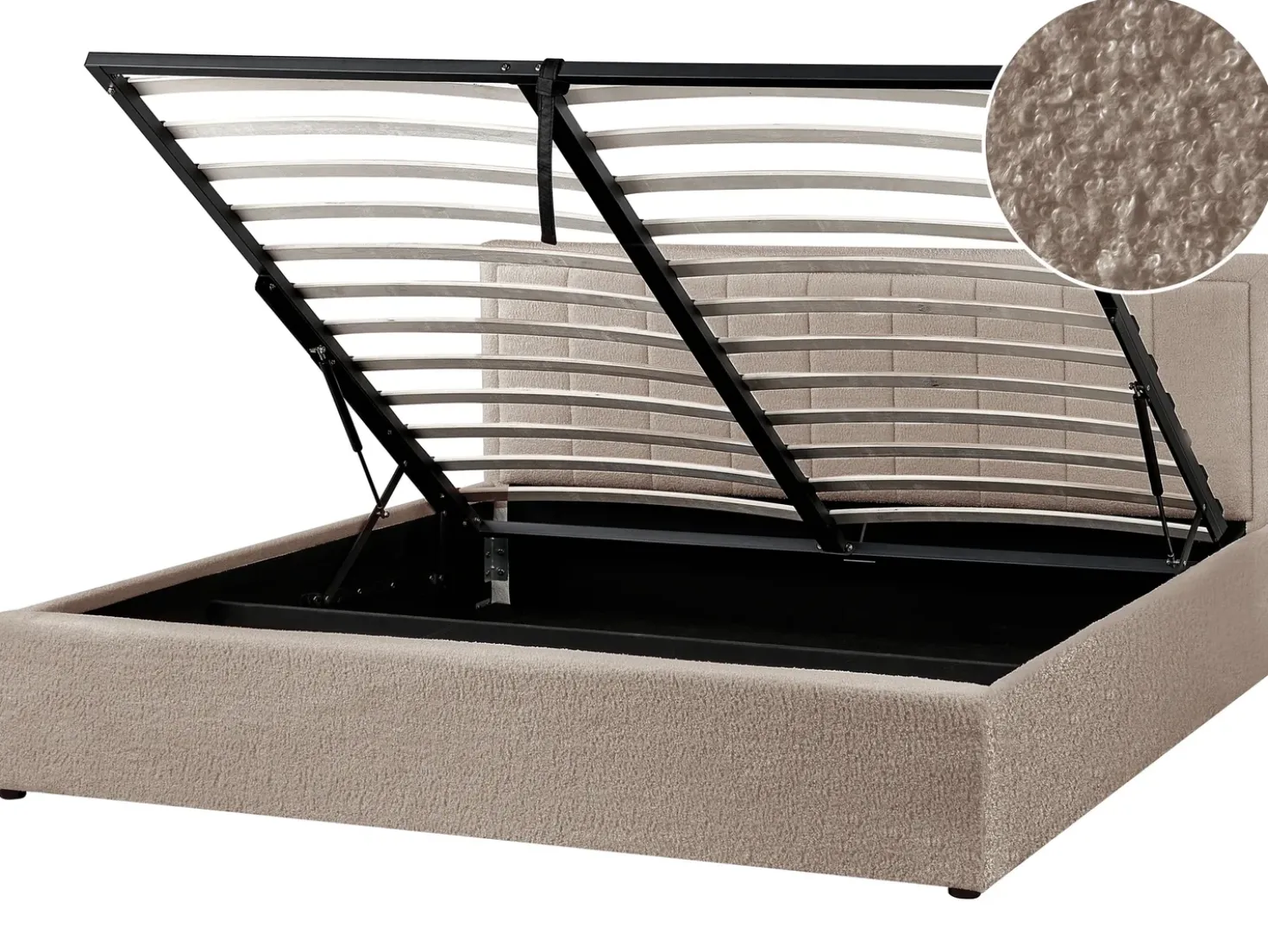Letto contenitore Bouclé MONTLAUR 180 x 200 cm Tortora
