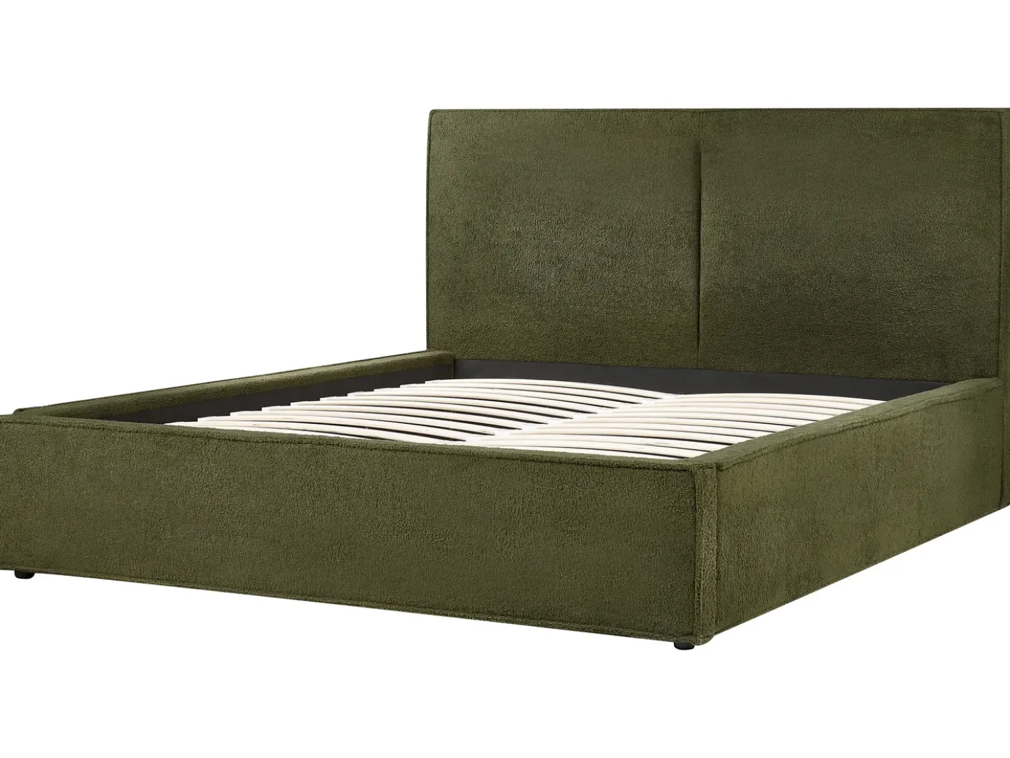 Letto contenitore Bouclé MOISSAC 160 x 200 cm Verde scuro