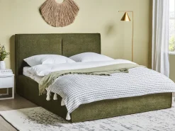 Letto contenitore Bouclé MOISSAC 160 x 200 cm Verde scuro
