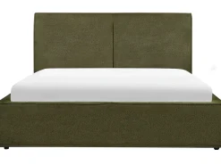 Letto contenitore Bouclé MOISSAC 160 x 200 cm Verde scuro
