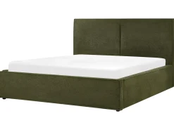 Letto contenitore Bouclé MOISSAC 160 x 200 cm Verde scuro