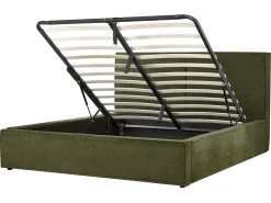 Letto contenitore Bouclé MOISSAC 160 x 200 cm Verde scuro