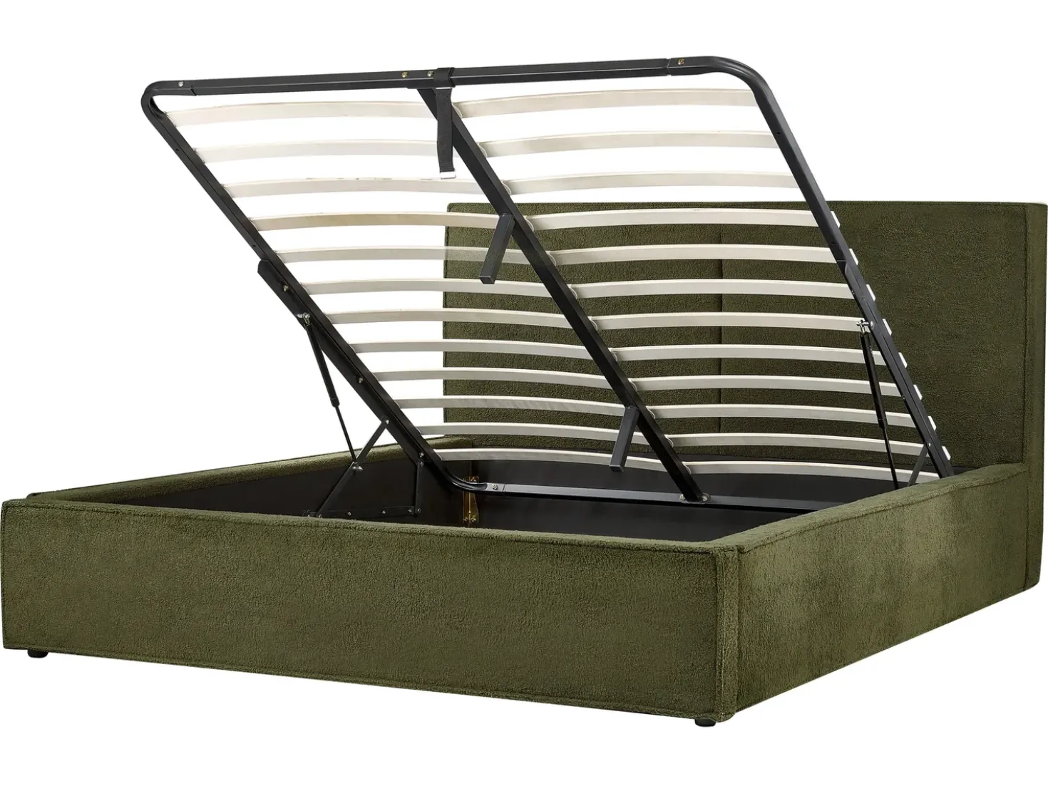Letto contenitore Bouclé MOISSAC 160 x 200 cm Verde scuro