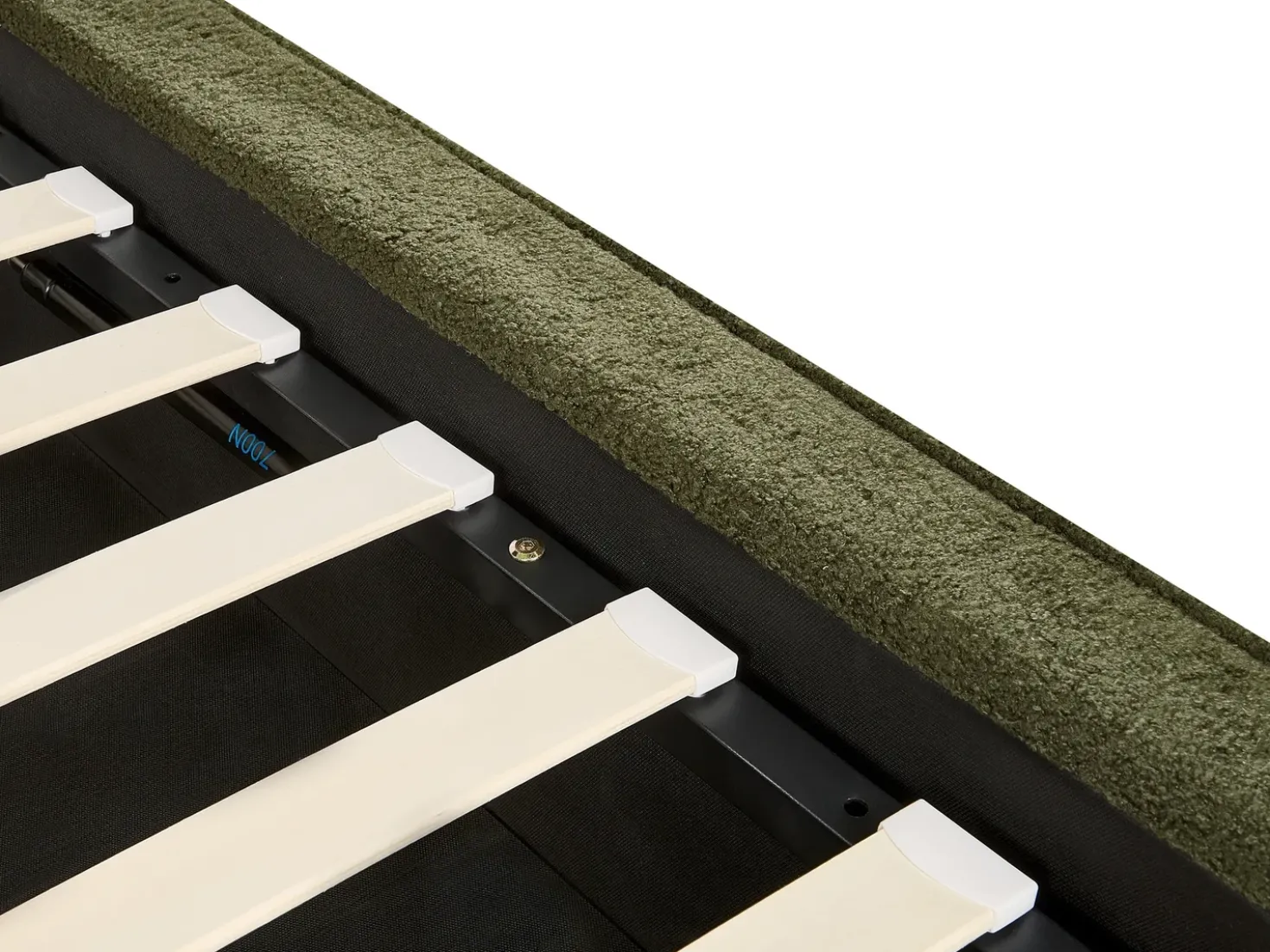 Letto contenitore Bouclé MOISSAC 160 x 200 cm Verde scuro