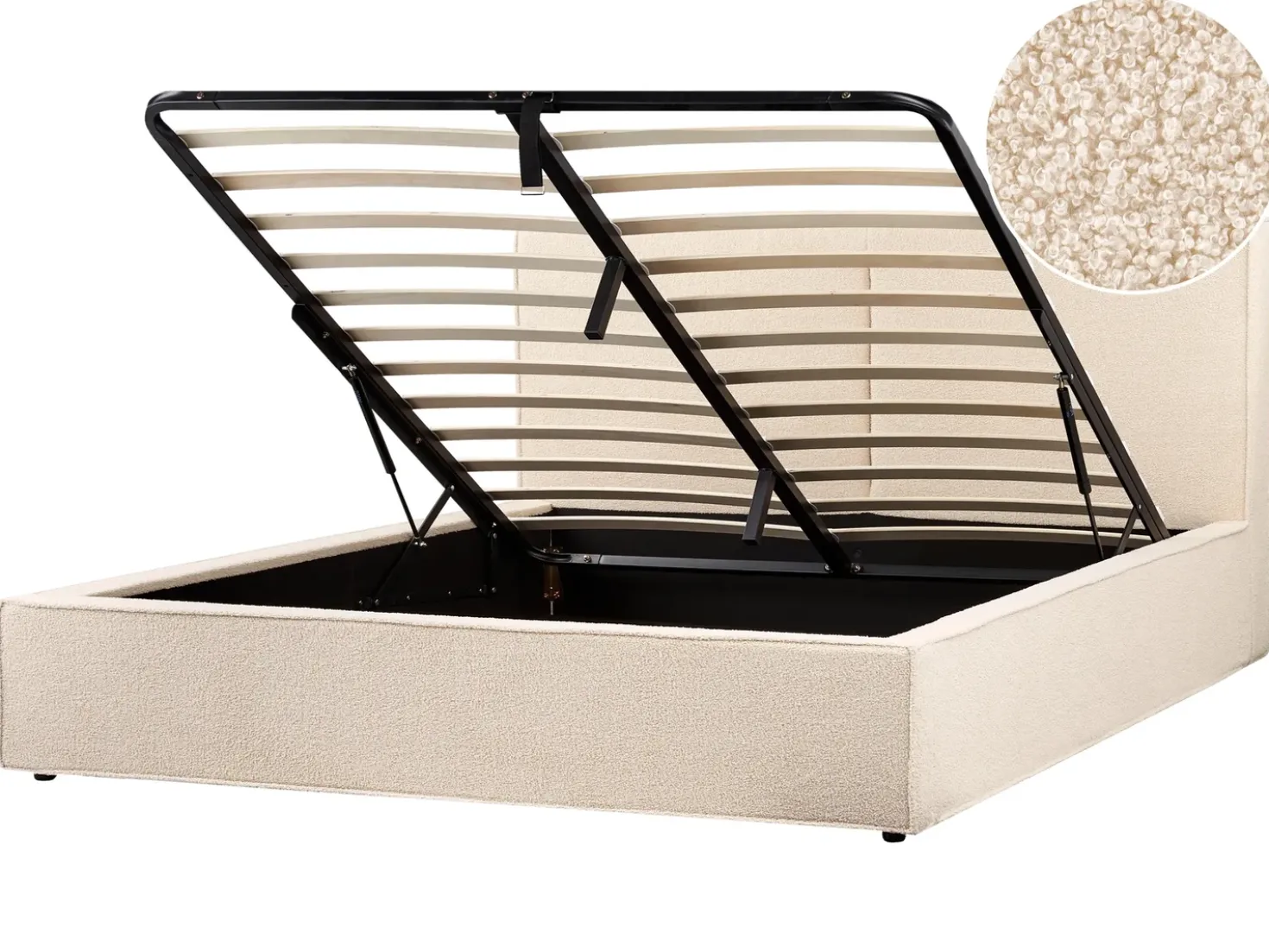 Letto contenitore Bouclé MOISSAC 180 x 200 cm Beige