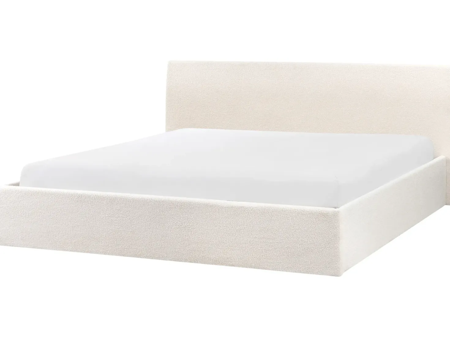 Letto contenitore Bouclé ORBEY 180 x 200 cm Bianco sporco