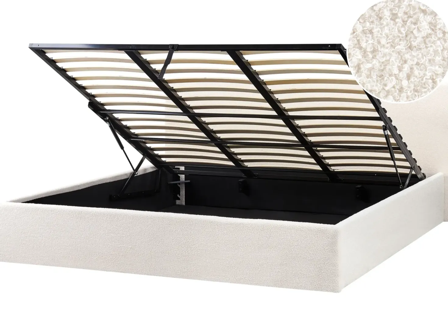 Letto contenitore Bouclé ORBEY 180 x 200 cm Bianco sporco