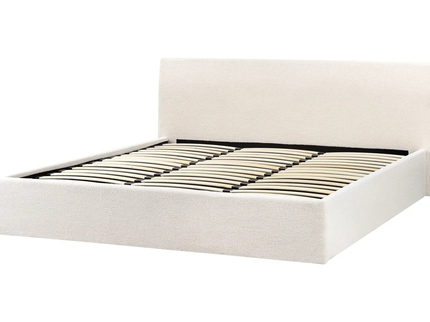 Letto contenitore Bouclé ORBEY 180 x 200 cm Bianco sporco