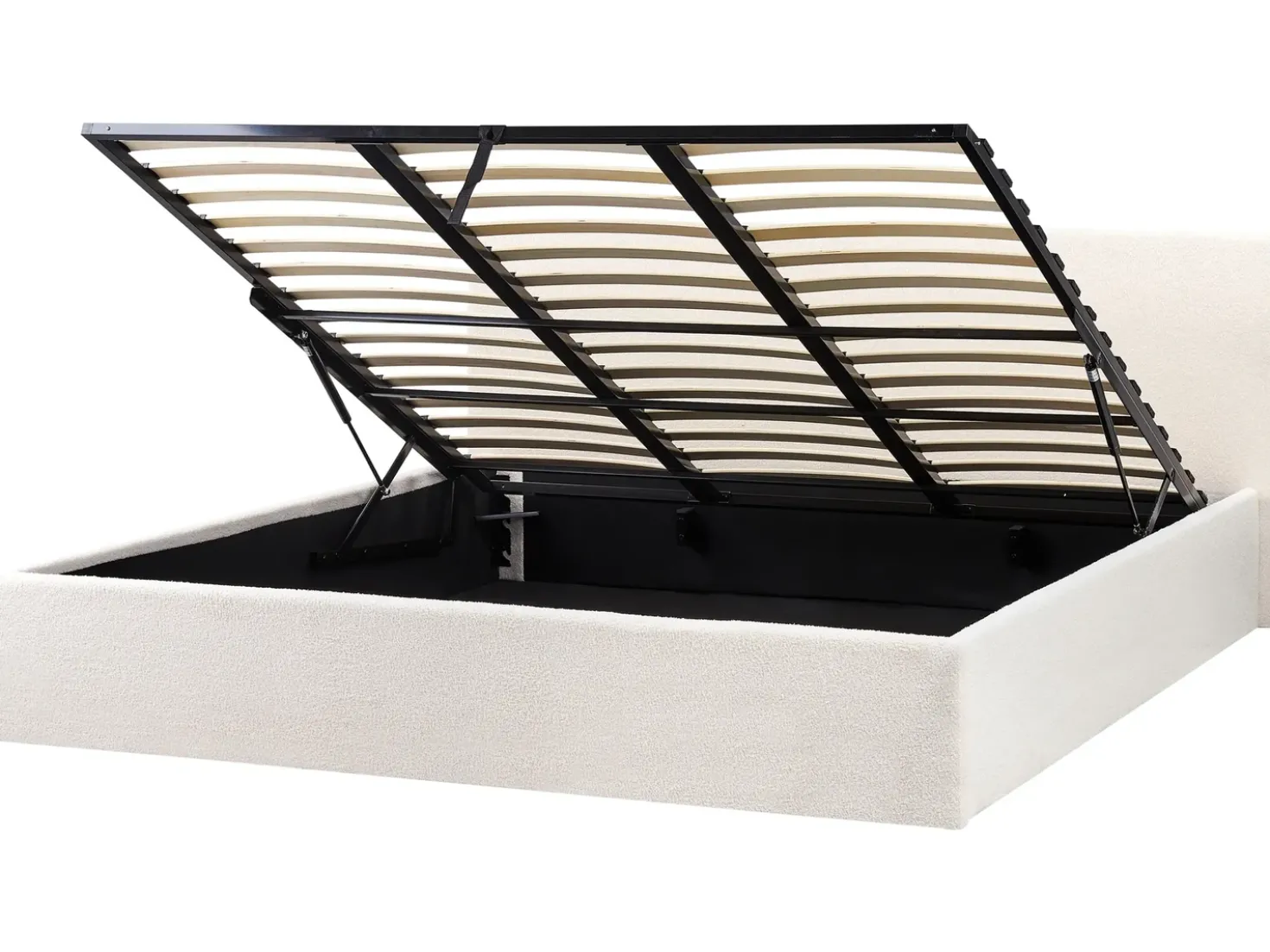 Letto contenitore Bouclé ORBEY 180 x 200 cm Bianco sporco