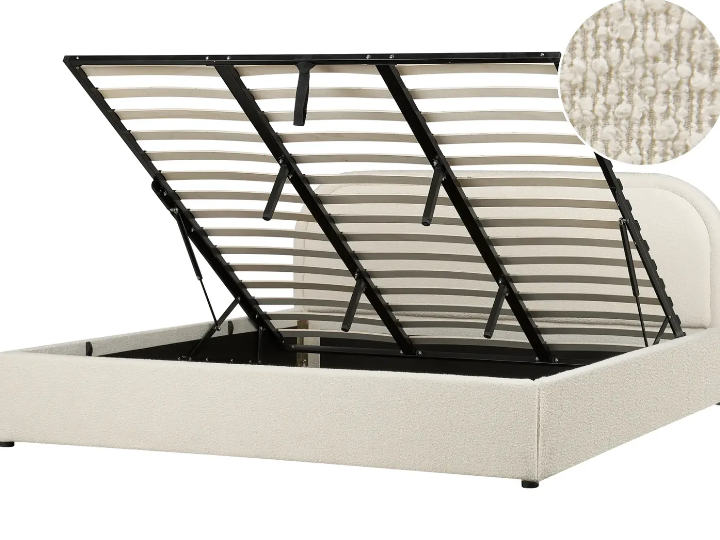 Letto contenitore Bouclé QUILLIEN 180 x 200 cm Beige chiaro