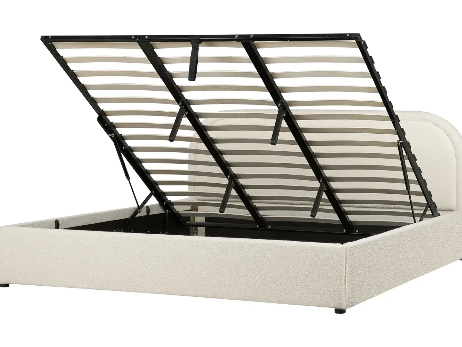 Letto contenitore Bouclé QUILLIEN 180 x 200 cm Beige chiaro
