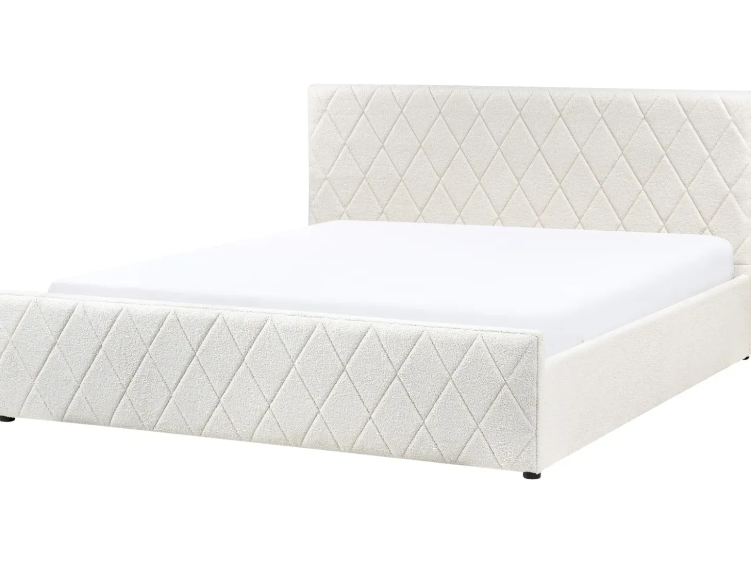 Letto contenitore Bouclé ROCHEFORT 180 x 200 cm Bianco sporco