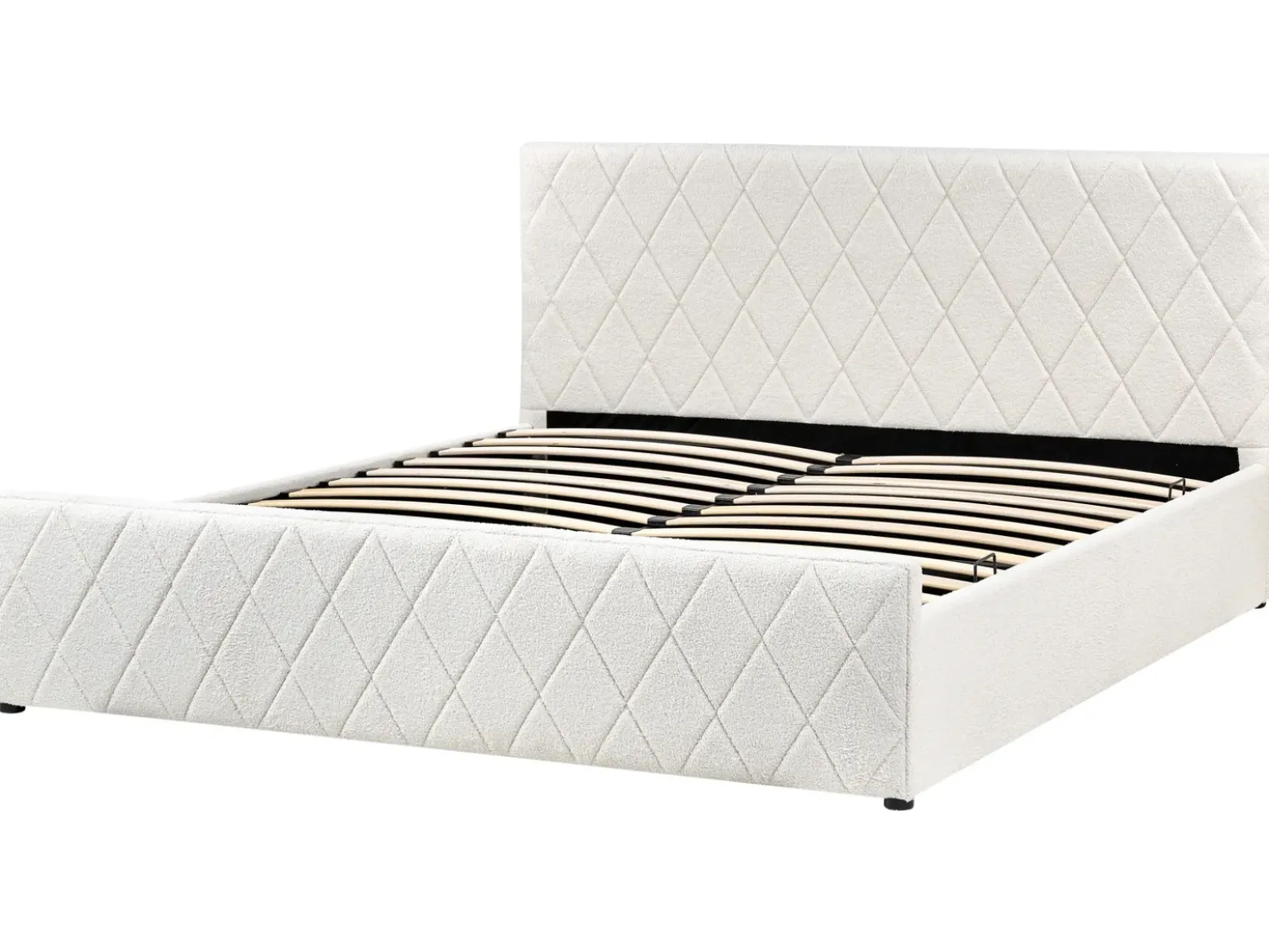 Letto contenitore Bouclé ROCHEFORT 180 x 200 cm Bianco sporco