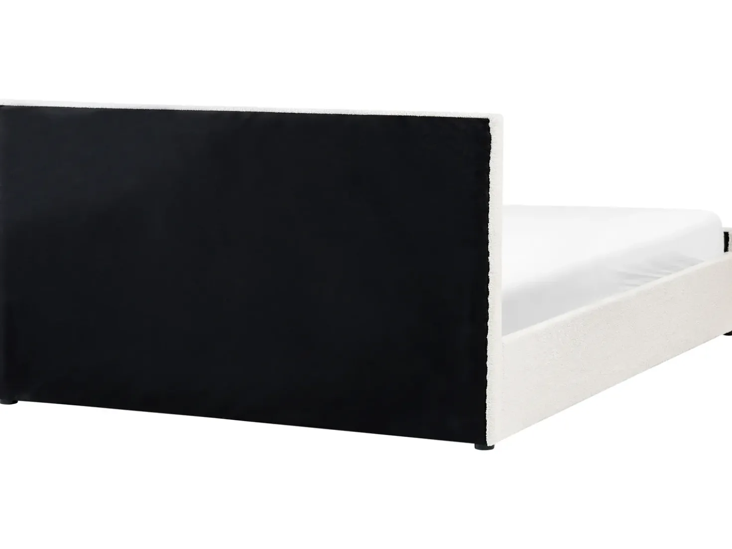 Letto contenitore Bouclé ROCHEFORT 180 x 200 cm Bianco sporco