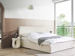 Letto contenitore Bouclé ROCHEFORT 180 x 200 cm Bianco sporco