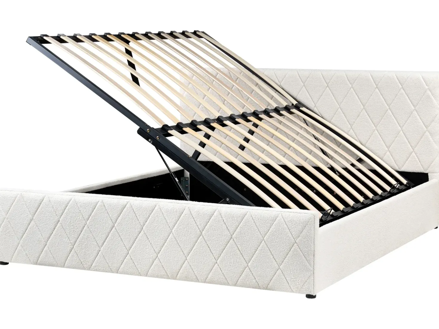 Letto contenitore Bouclé ROCHEFORT 180 x 200 cm Bianco sporco