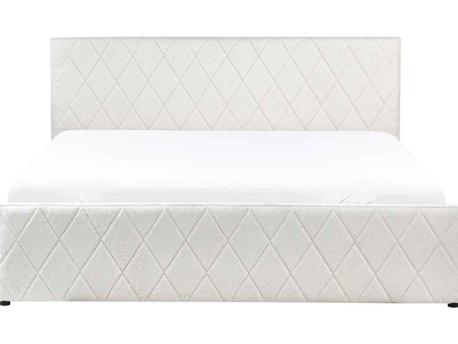 Letto contenitore Bouclé ROCHEFORT 180 x 200 cm Bianco sporco