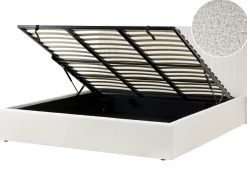 Letto contenitore Bouclé VION 180 x 200 cm Bianco sporco