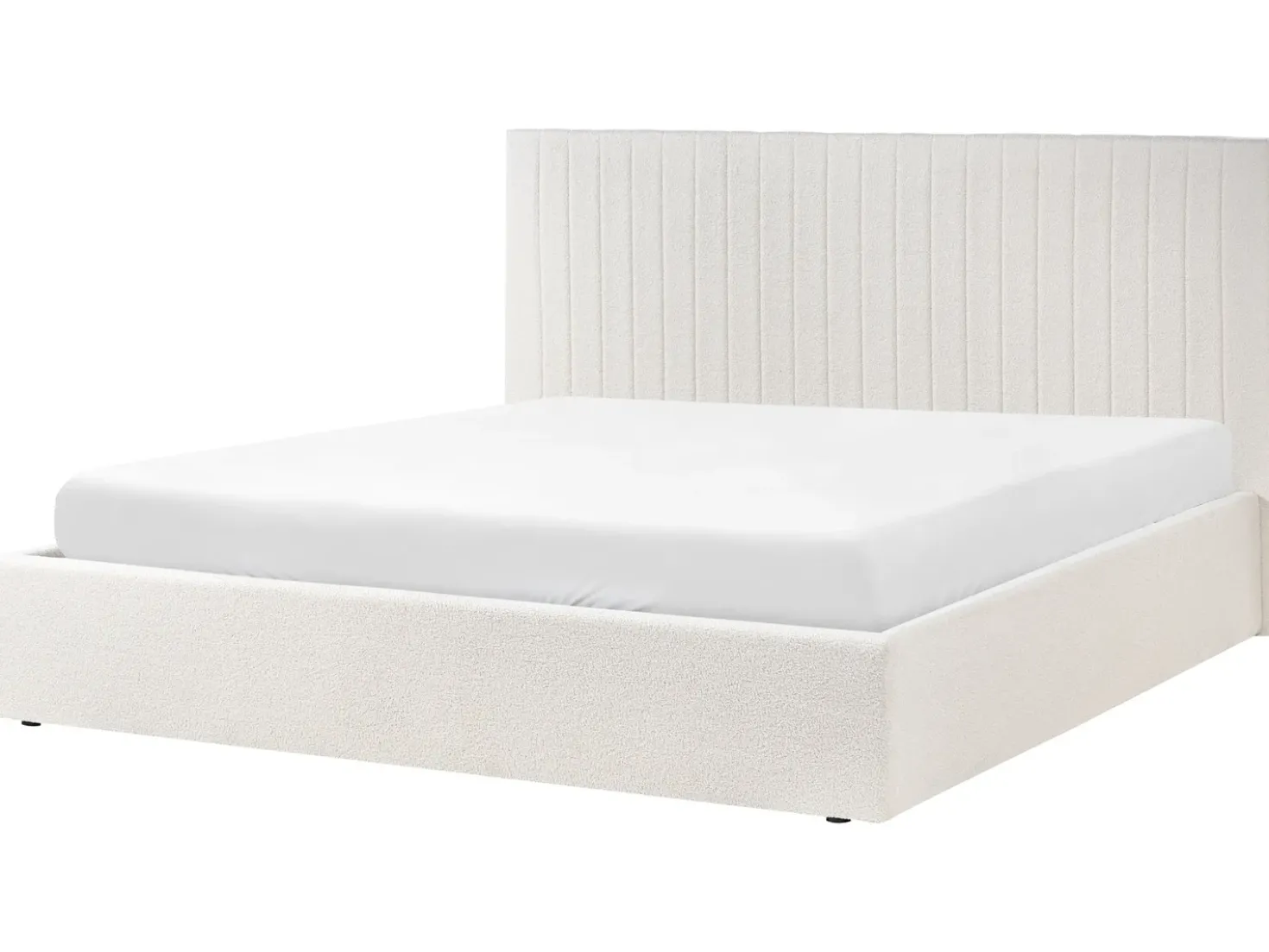 Letto contenitore Bouclé VION 180 x 200 cm Bianco sporco