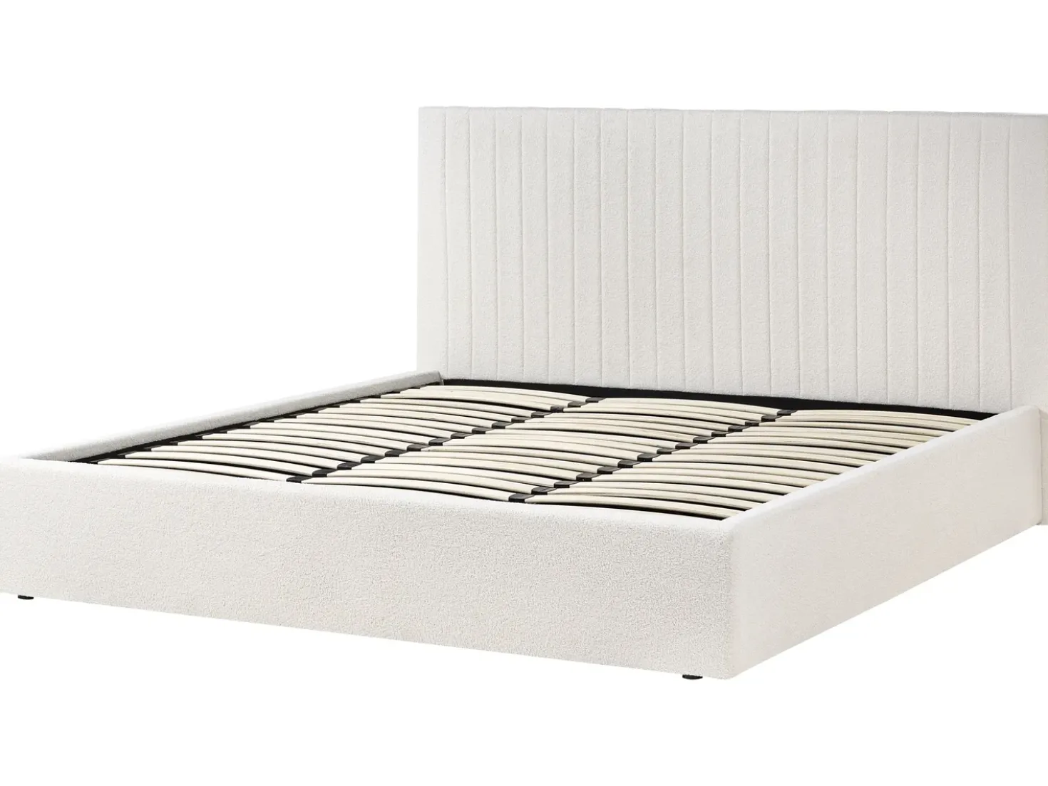Letto contenitore Bouclé VION 180 x 200 cm Bianco sporco