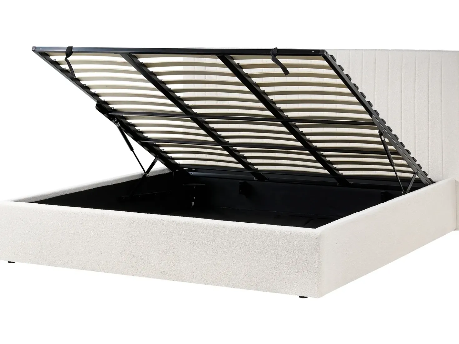 Letto contenitore Bouclé VION 180 x 200 cm Bianco sporco