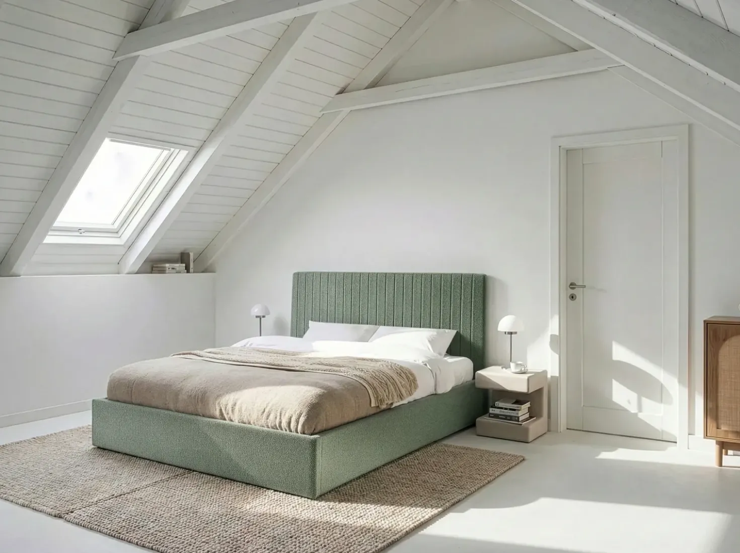 Letto contenitore Bouclé VION 180 x 200 cm Verde