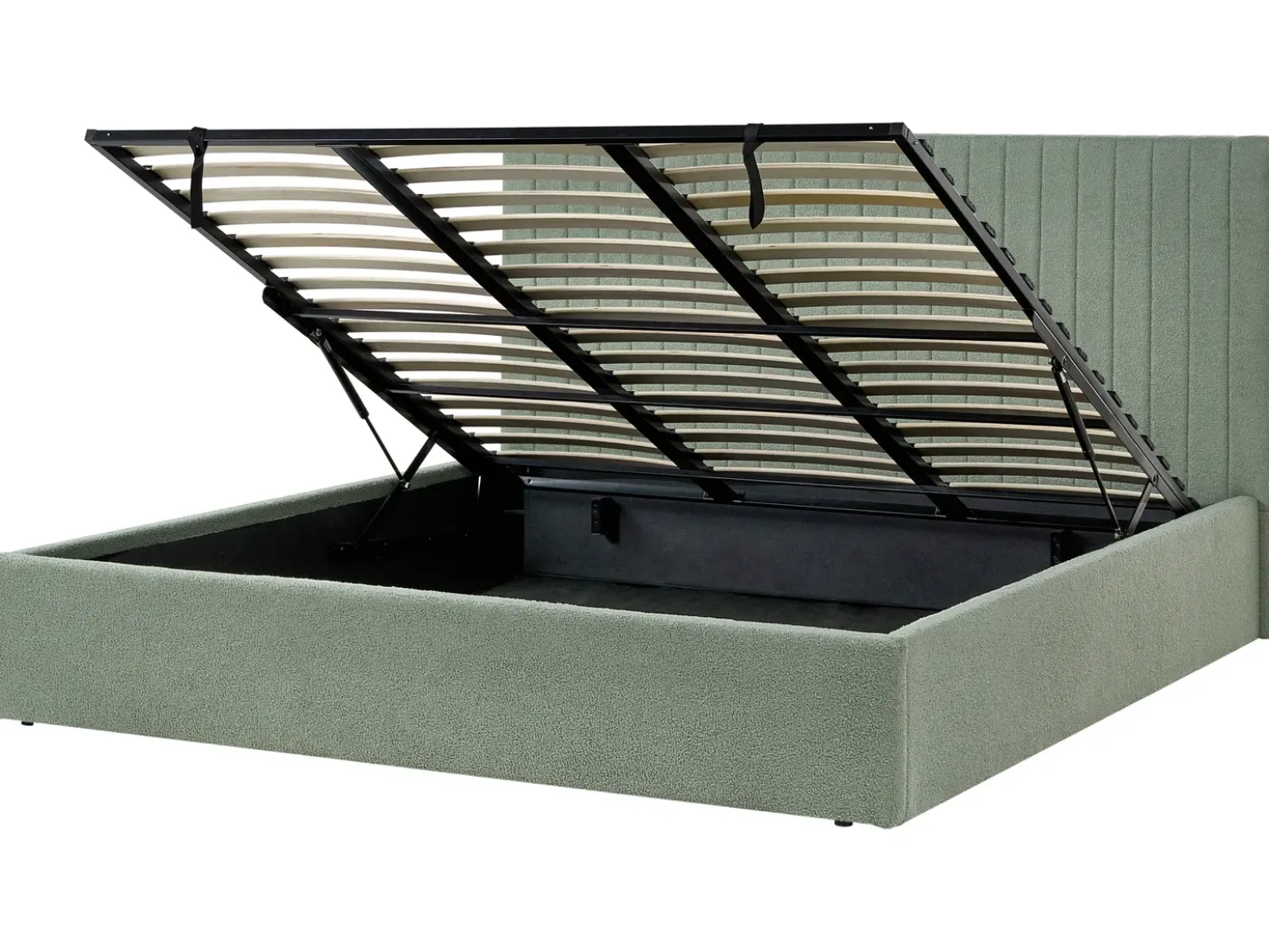 Letto contenitore Bouclé VION 180 x 200 cm Verde