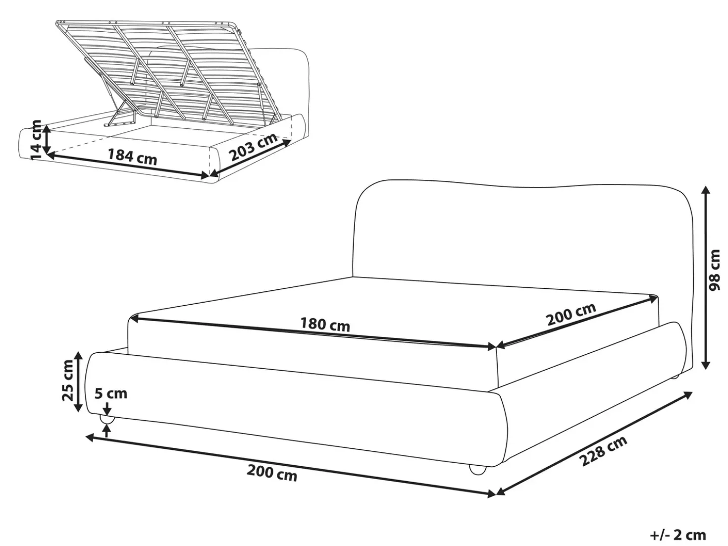 Letto contenitore Ciniglia BLAGNAC 180 x 200 cm Azzurro