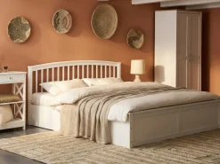 Letto contenitore Legno di pino CLARBEC 180 x 200 cm Bianco