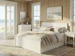 Letto contenitore Legno di pino LAMBRES 180 x 200 cm Bianco