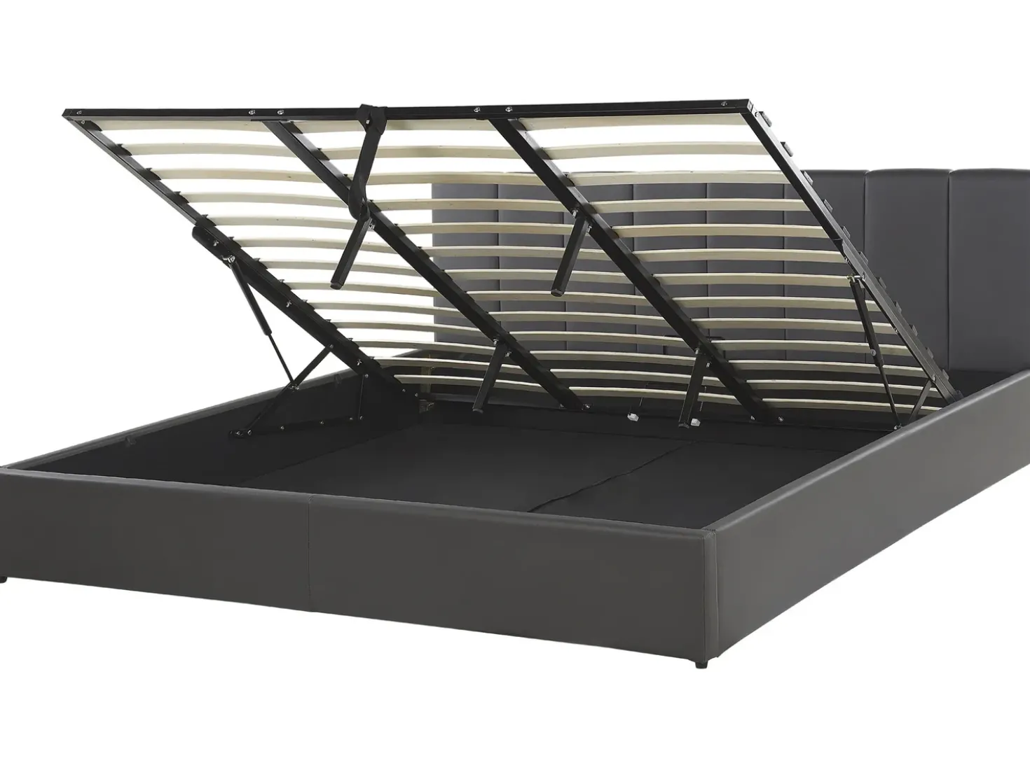 Letto contenitore Pelle sintetica DREUX 180 x 200 cm Grigio scuro