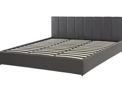 Letto contenitore Pelle sintetica DREUX 180 x 200 cm Grigio scuro