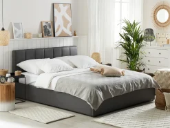 Letto contenitore Pelle sintetica DREUX 180 x 200 cm Grigio scuro